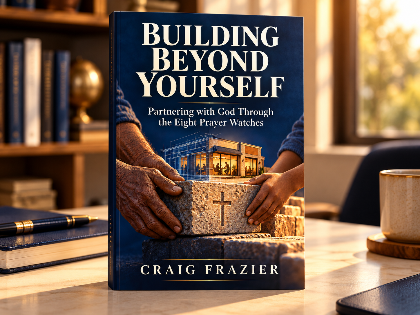 Paperback of Building Beyond Yourself by Craig Frazier on a warmly lit desk.